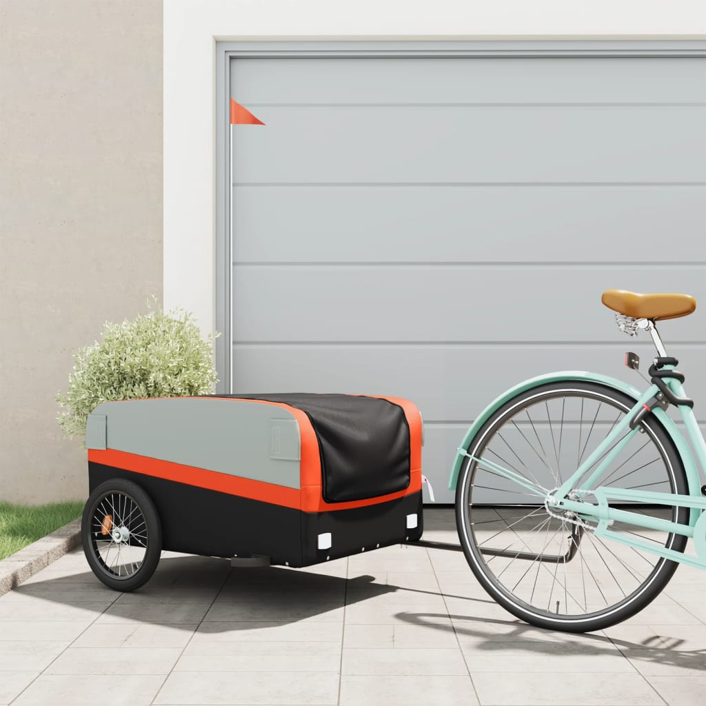 vidaXL Bike Trailer Kids Bicycle Cargo Trailer Cart Wagon with Tow Bar Iron
