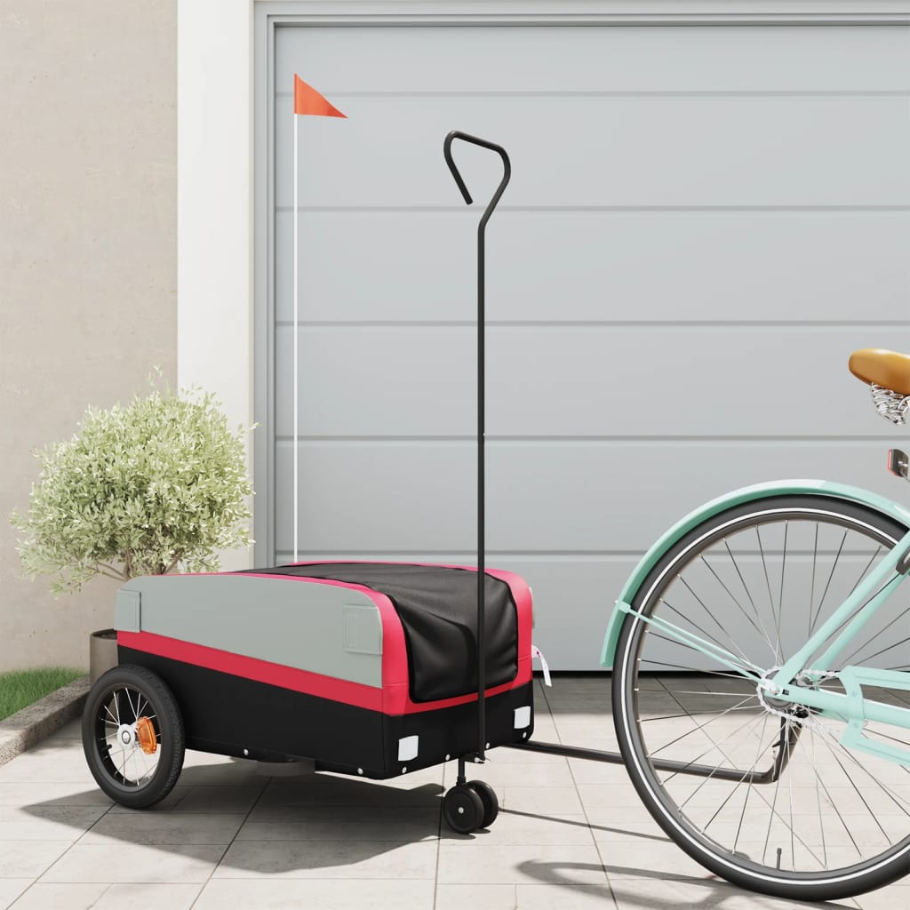 vidaXL Bike Trailer Kids Bicycle Cargo Trailer Cart Wagon with Tow Bar Iron