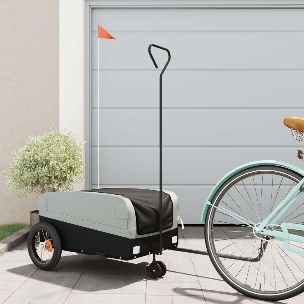 vidaXL Bike Trailer Kids Bicycle Cargo Trailer Cart Wagon with Tow Bar Iron