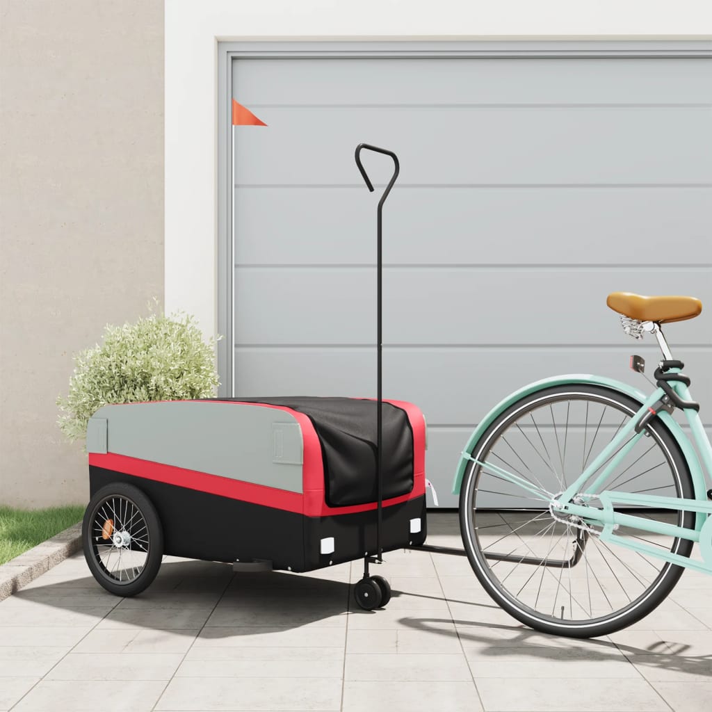 vidaXL Bike Trailer Kids Bicycle Cargo Trailer Cart Wagon with Tow Bar Iron