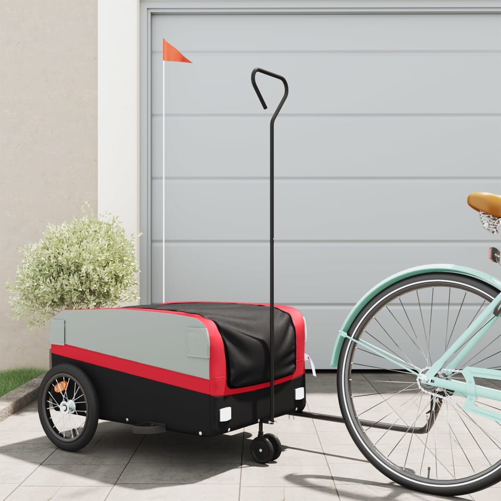 vidaXL Bike Trailer Kids Bicycle Cargo Trailer Cart Wagon with Tow Bar Iron