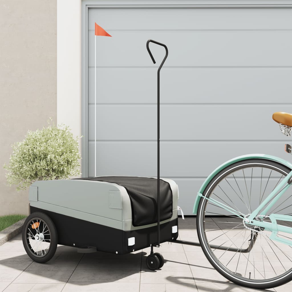 vidaXL Bike Trailer Kids Bicycle Cargo Trailer Cart Wagon with Tow Bar Iron