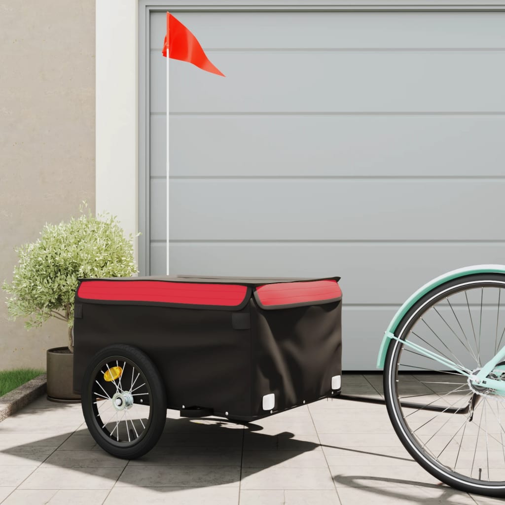 vidaXL Bike Trailer Kids Bicycle Cargo Trailer Cart Wagon with Tow Bar Iron