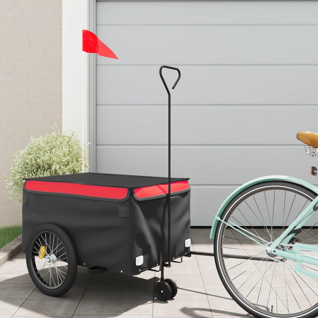 vidaXL Bike Trailer Kids Bicycle Cargo Trailer Cart Wagon with Tow Bar Iron