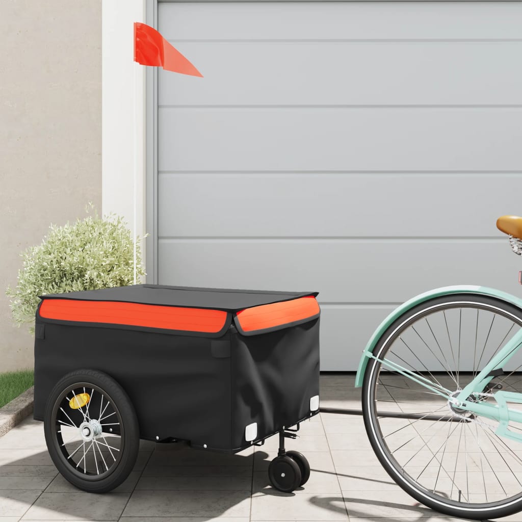 vidaXL Bike Trailer Kids Bicycle Cargo Trailer Cart Wagon with Tow Bar Iron