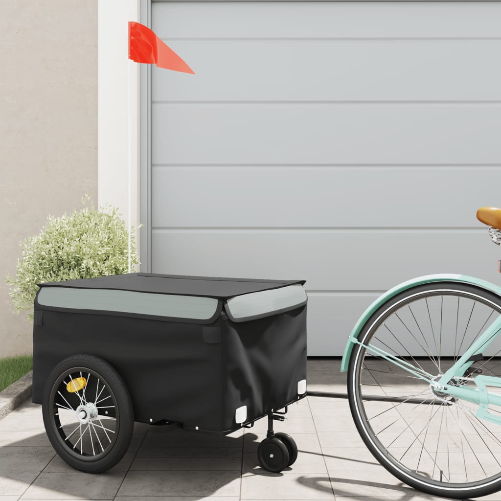 vidaXL Bike Trailer Kids Bicycle Cargo Trailer Cart Wagon with Tow Bar Iron