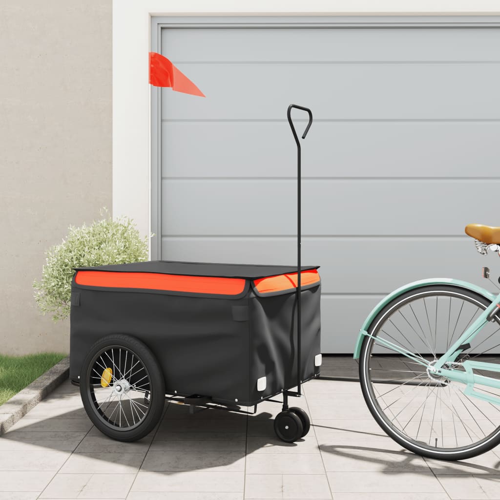 vidaXL Bike Trailer Kids Bicycle Cargo Trailer Cart Wagon with Tow Bar Iron