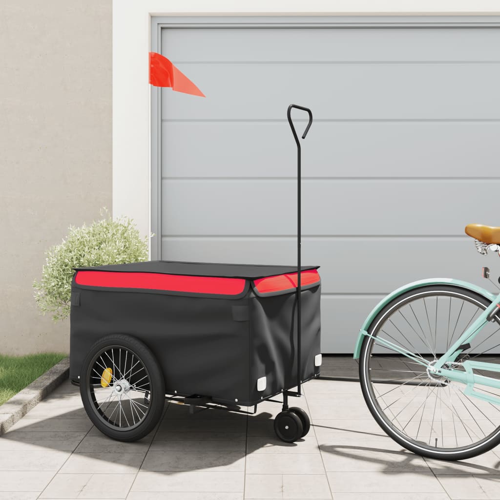 vidaXL Bike Trailer Kids Bicycle Cargo Trailer Cart Wagon with Tow Bar Iron