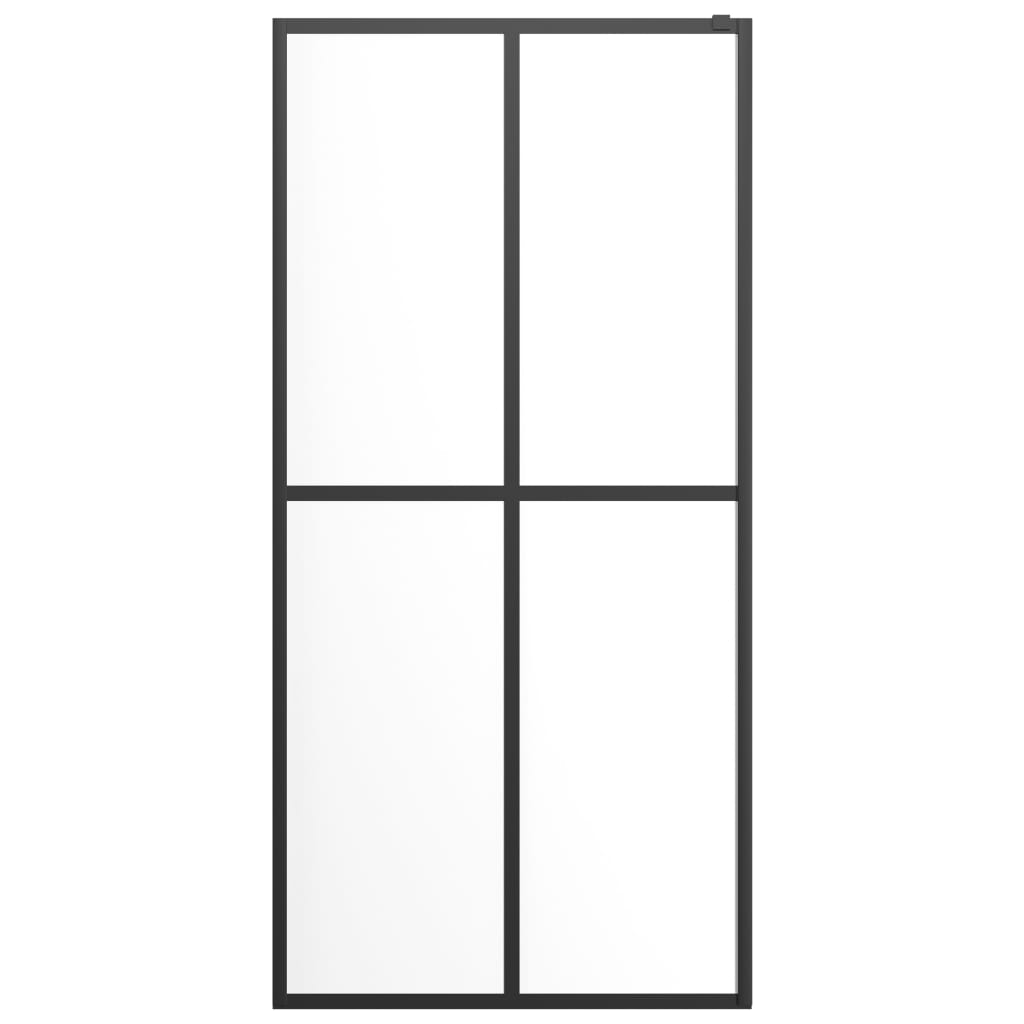 vidaXL Walk-in Shower Wall with Shelf Black 31.5"x76.8" ESG Glass&Aluminum-2