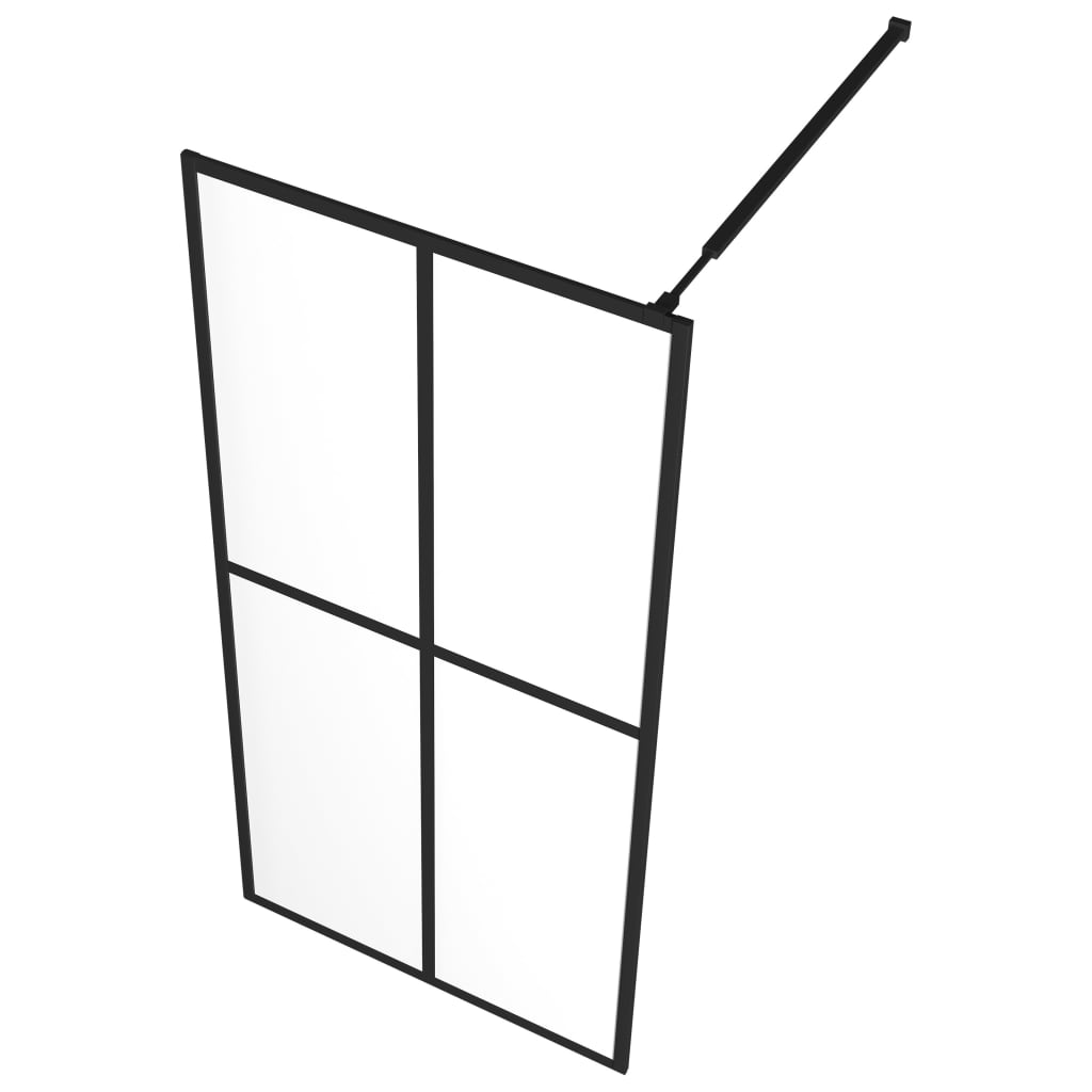 vidaXL Walk-in Shower Wall with Shelf Black 31.5"x76.8" ESG Glass&Aluminum-3