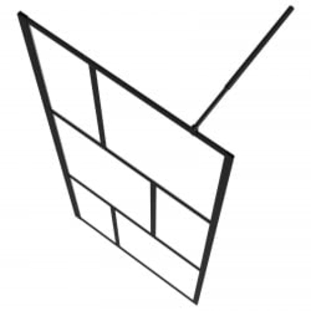 vidaXL Walk-in Shower Wall with Shelf Black 39.4"x76.8" ESG Glass&Aluminum
