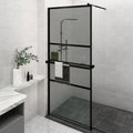 vidaXL Walk-in Shower Wall with Shelf Black 39.4"x76.8" ESG Glass&Aluminum-4