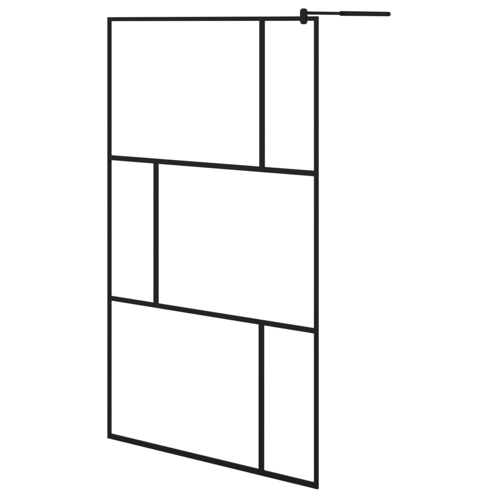 vidaXL Walk-in Shower Wall with Shelf Black 45.3"x76.8" ESG Glass&Aluminum