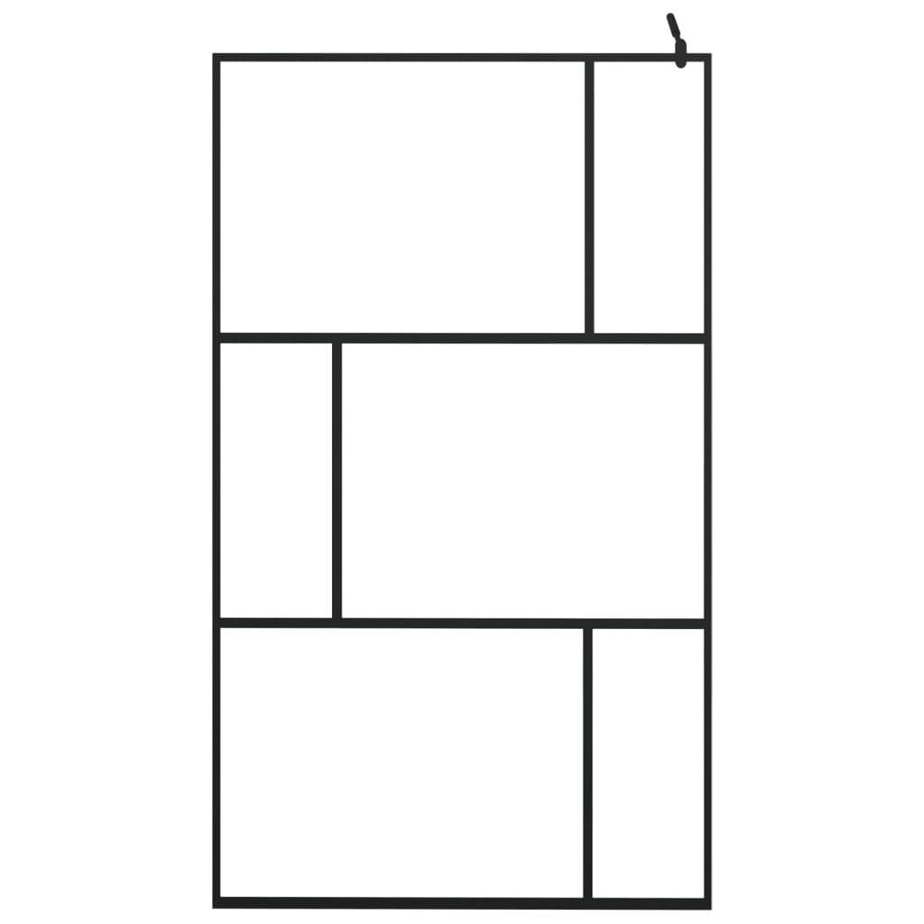 vidaXL Walk-in Shower Wall with Shelf Black 45.3"x76.8" ESG Glass&Aluminum