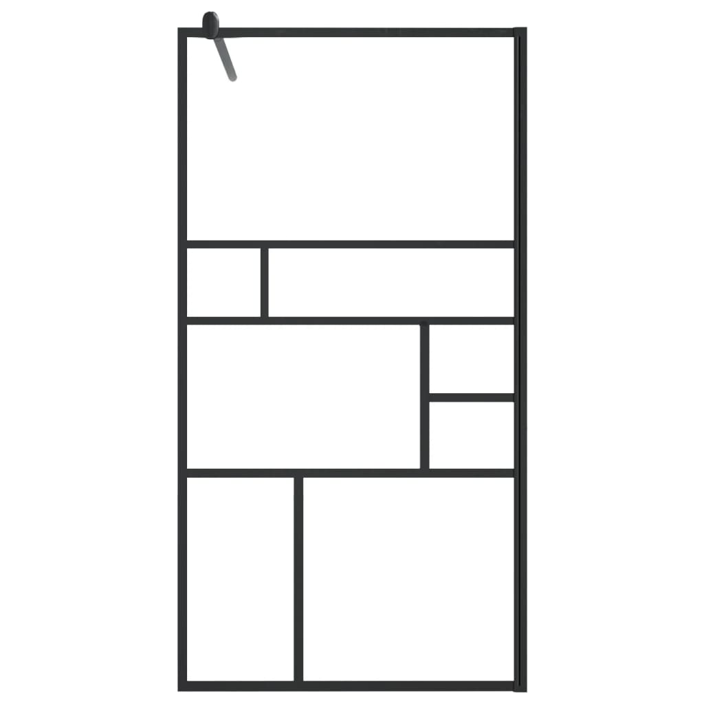 vidaXL Walk-in Shower Wall with Shelf Black 45.3"x76.8" ESG Glass&Aluminum-2