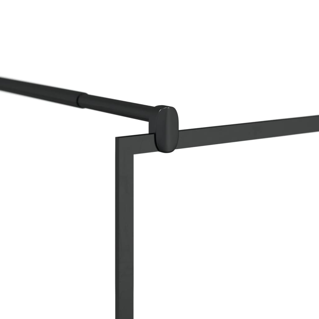 vidaXL Walk-in Shower Wall with Shelf Black 45.3"x76.8" ESG Glass&Aluminum-4