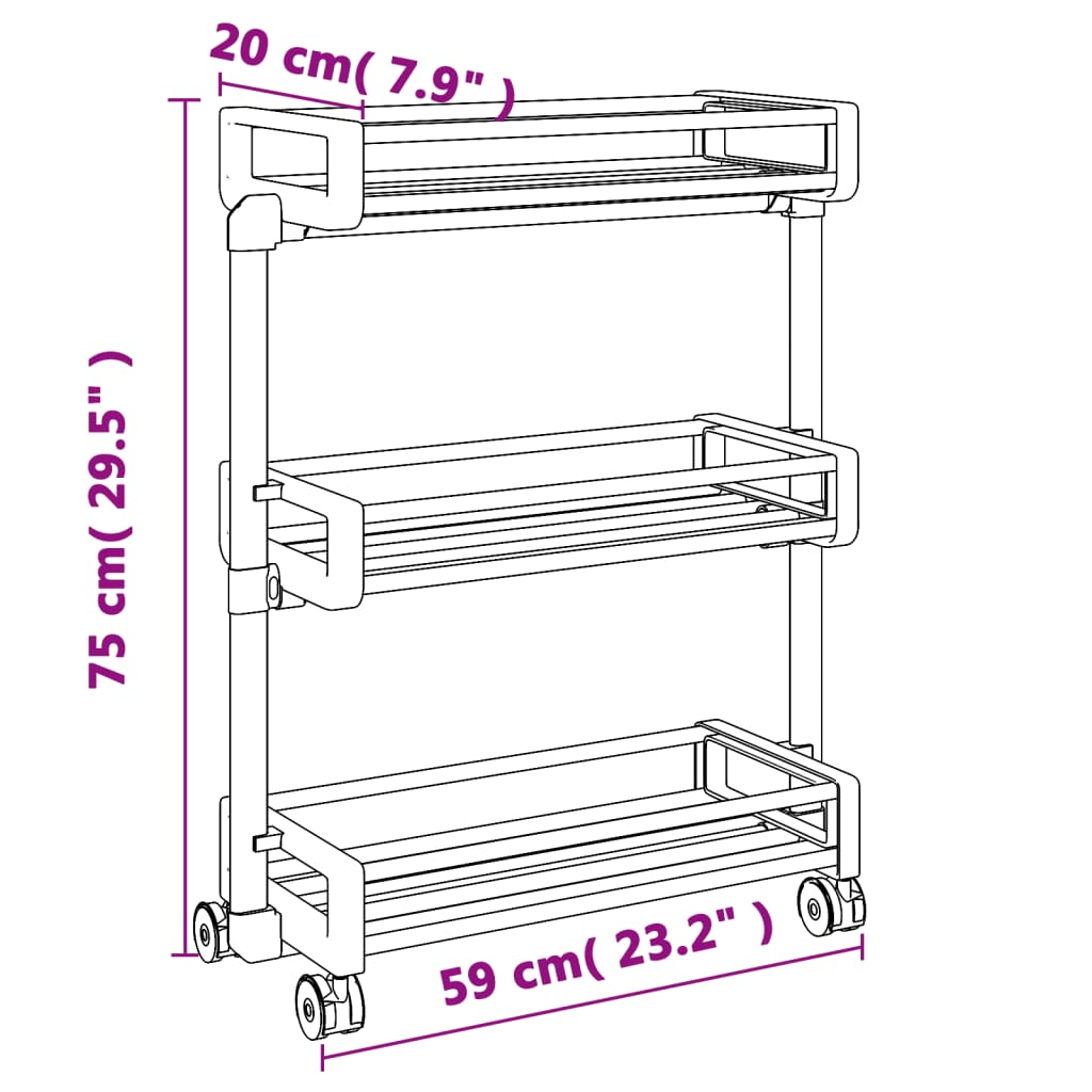 vidaXL Storage Trolley 23.2"x7.9"x29.5" Aluminum
