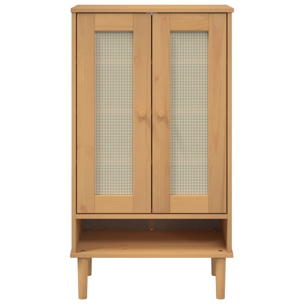 vidaXL Shoe Cabinet Accent Storage Organizer SENJA Rattan Look Solid Wood-3