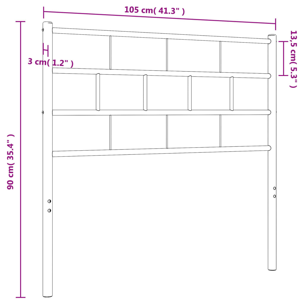 vidaXL Metal Headboard White 39.4"