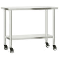 vidaXL Kitchen Work Table with Overshelf 43.3"x21.7"x59.1" Stainless Steel