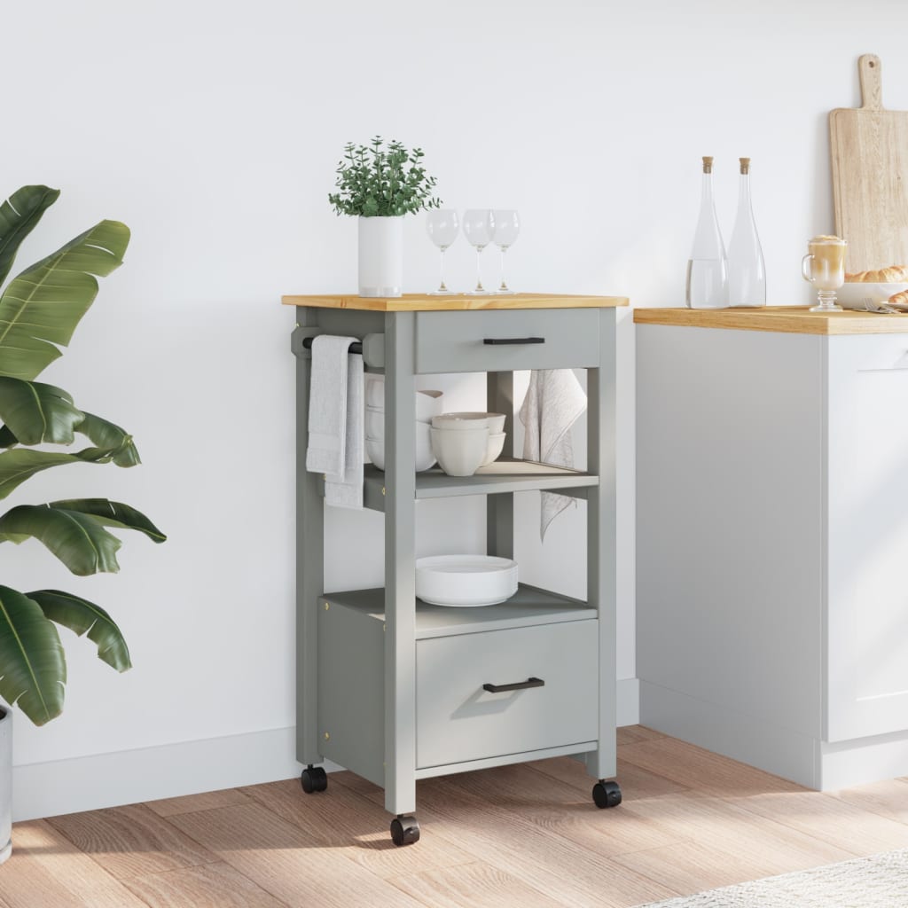 vidaXL Kitchen Trolley Rolling Cart on Wheels Living Room Solid Wood Pine