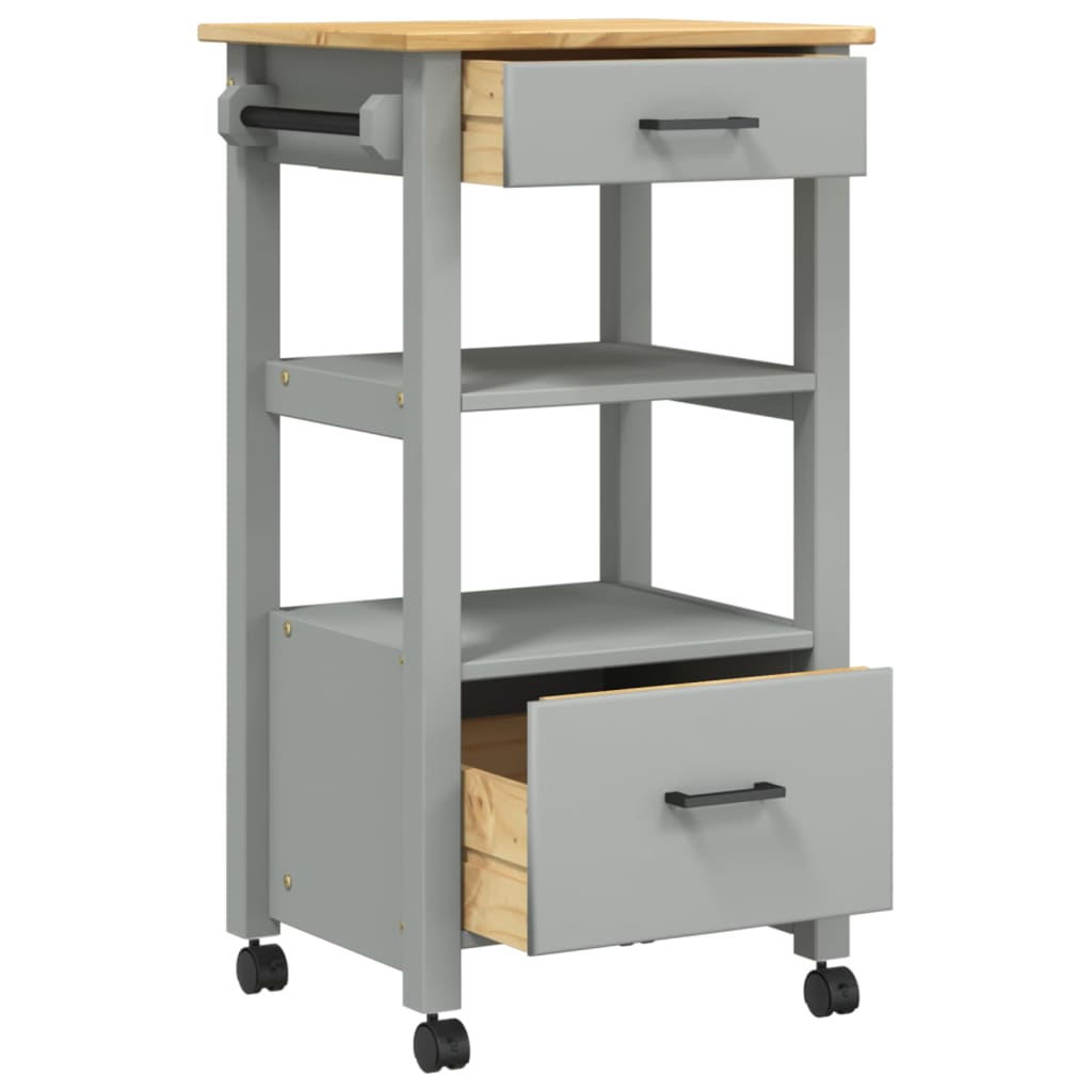 vidaXL Kitchen Trolley Rolling Cart on Wheels Living Room Solid Wood Pine
