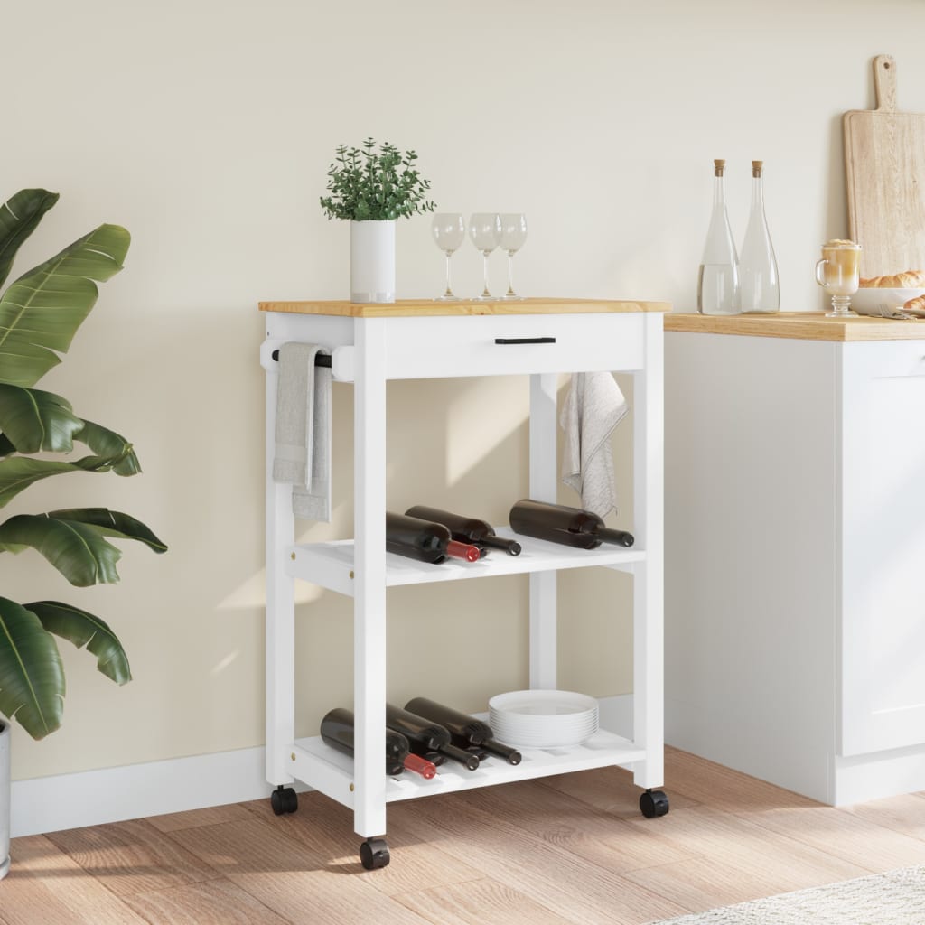 vidaXL Kitchen Trolley Rolling Cart on Wheels Living Room Solid Wood Pine-2