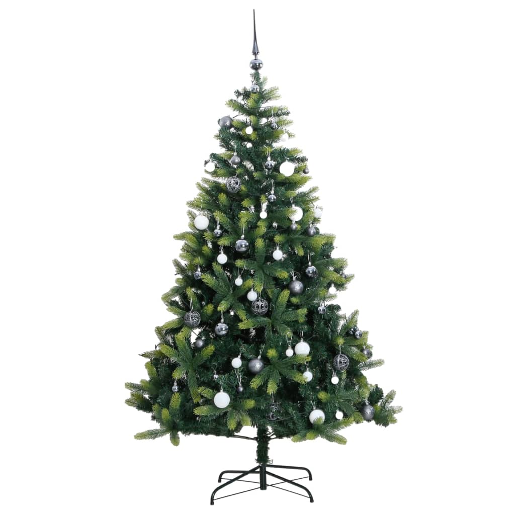 vidaXL Artificial Hinged Christmas Tree 150 LEDs & Ball Set 59.1"