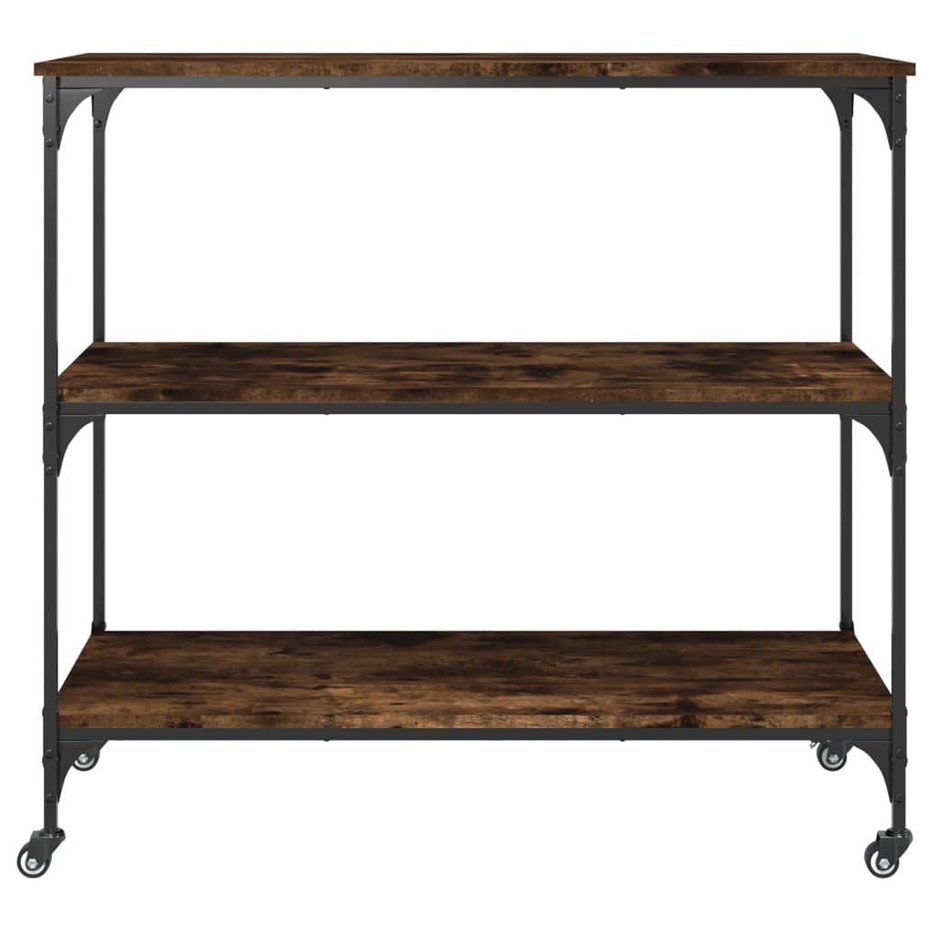 vidaXL Kitchen Trolley Smoked Oak 40.2"x19.7"x37.4" Engineered Wood-1
