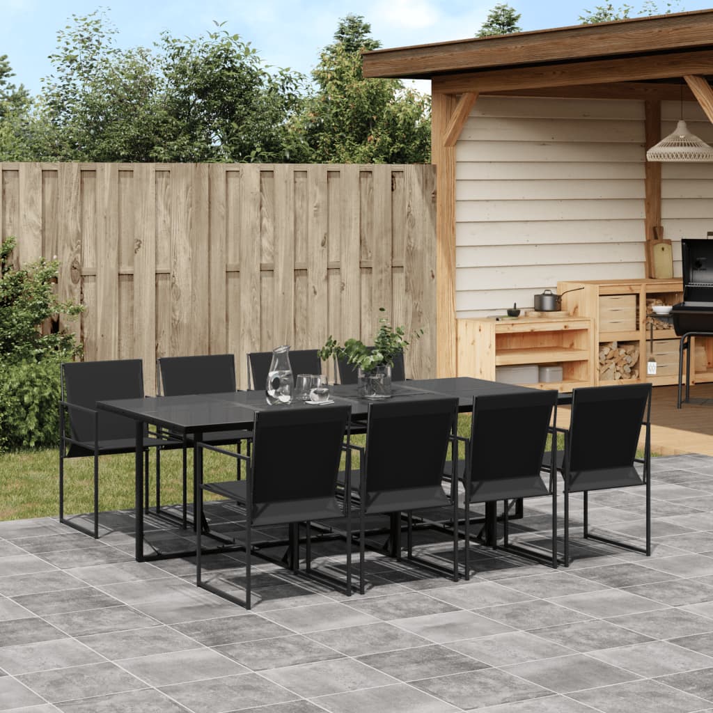 vidaXL Patio Dining Set Table and Chair Garden Outdoor Furniture Black Textilene