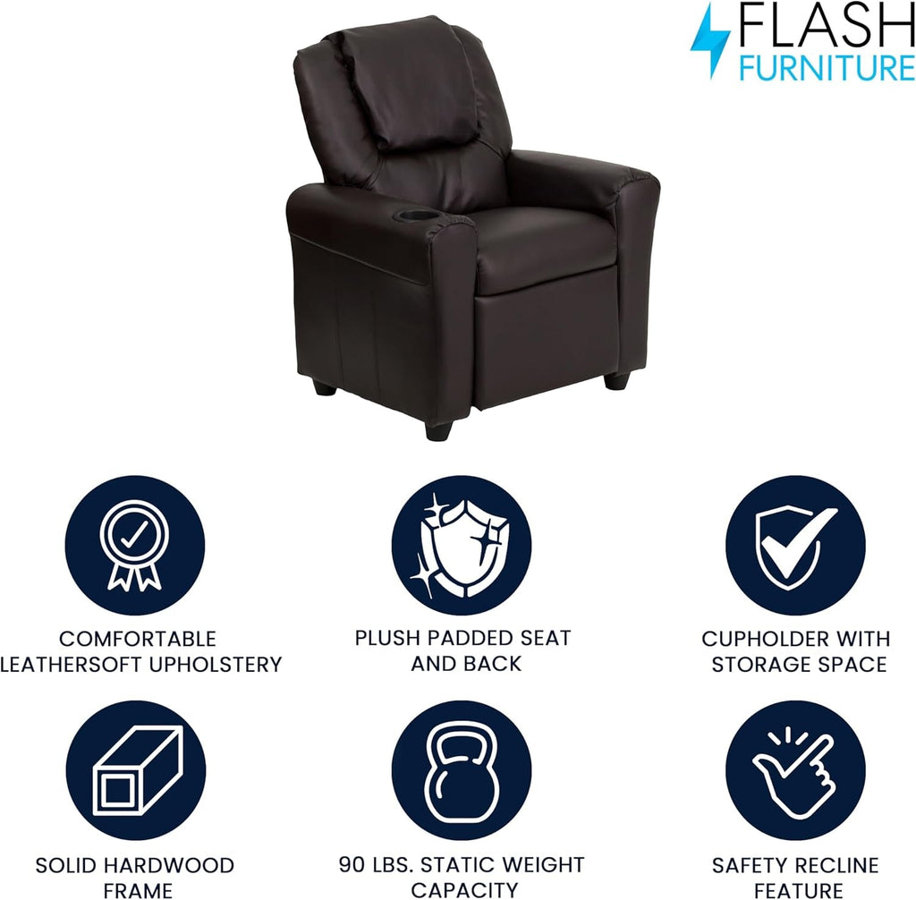 Vana Leathersoft Kids Recliner With Cup Holder And Headrest
