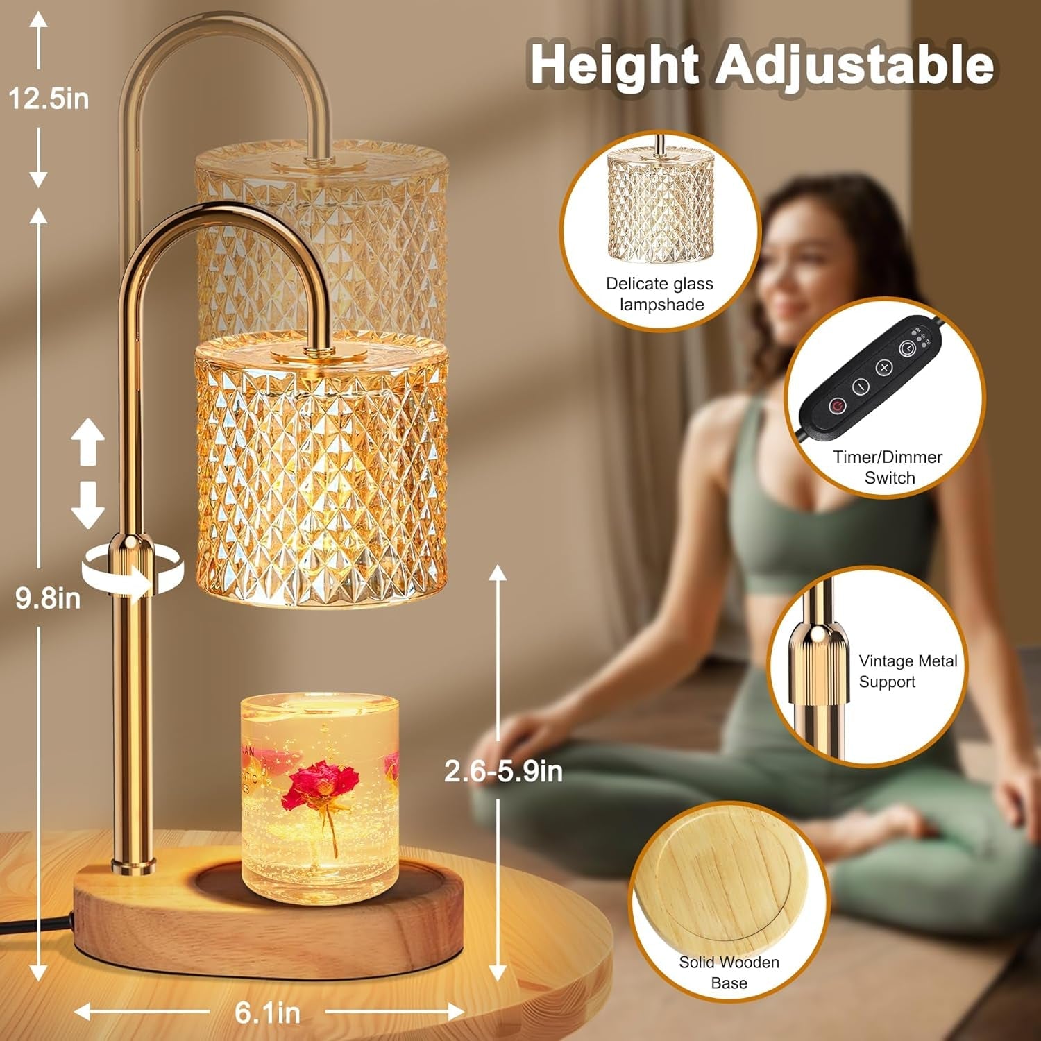 Height Adjustable Candle Warmer Lamp Dimmer Control-3