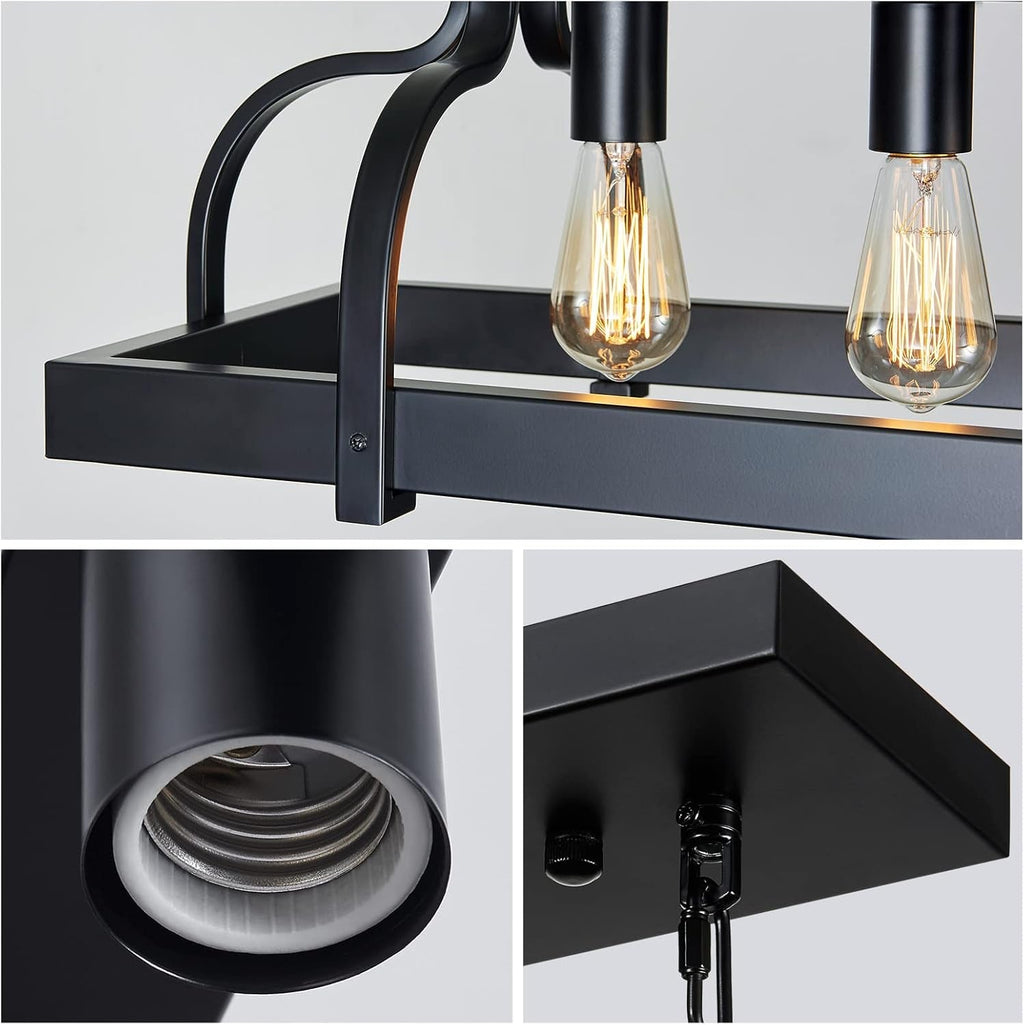 Black 6-Light Metal Pot Hanging Chandelier Fixture