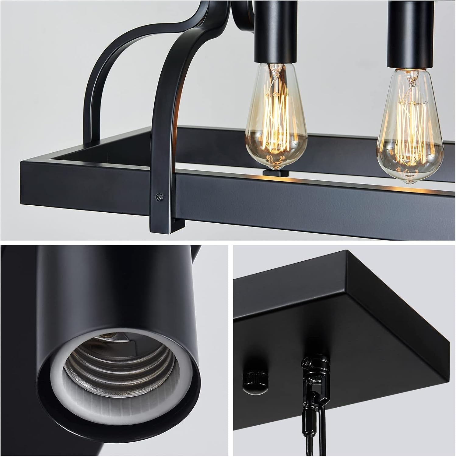 Black 6-Light Metal Pot Hanging Chandelier Fixture
