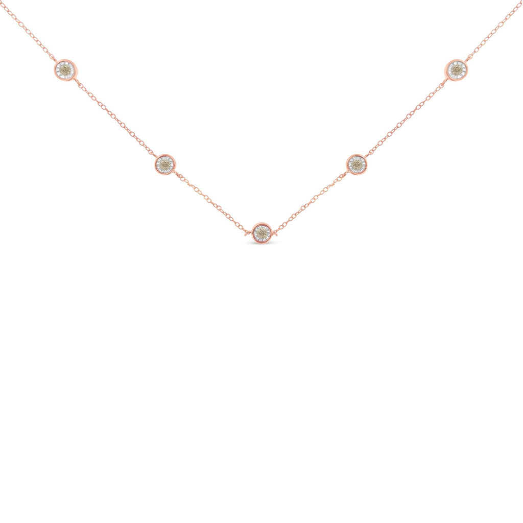 Sterling Silver Diamond Station Necklace (1/2 cttw, K-L Color, I2-I3 Clarity)