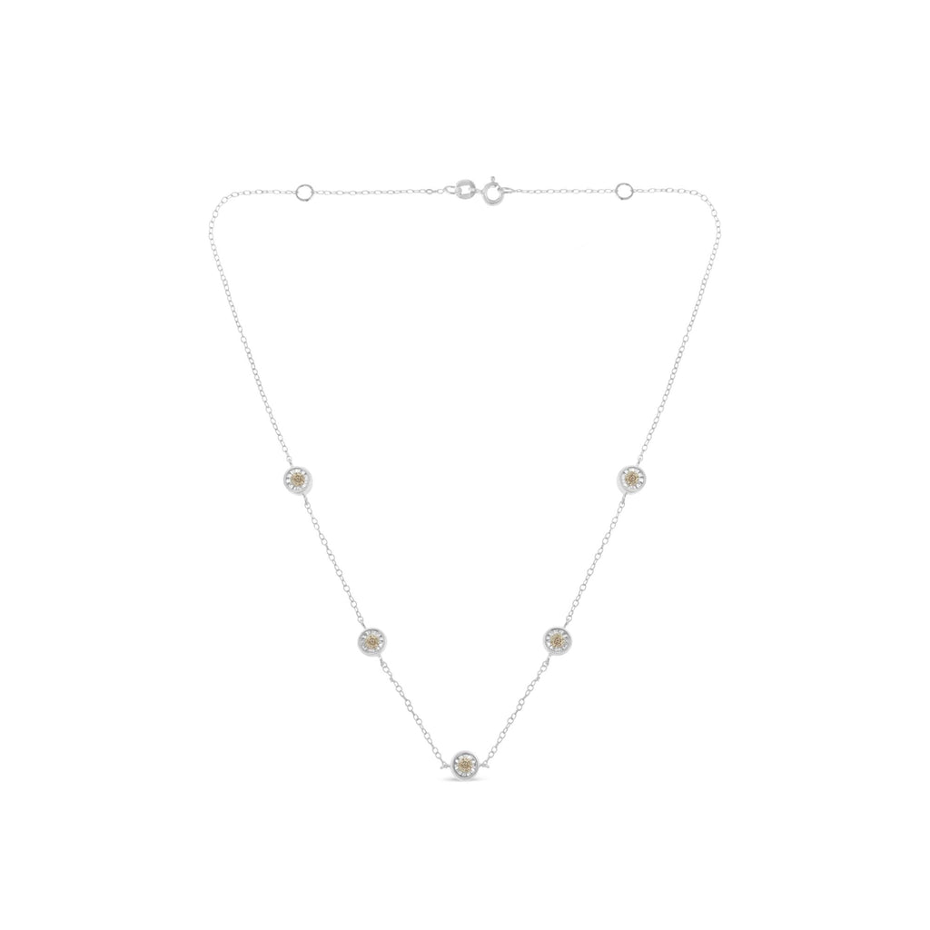 Sterling Silver Diamond Station Necklace (1/2 cttw, I-J Color, I1-I2 Clarity)