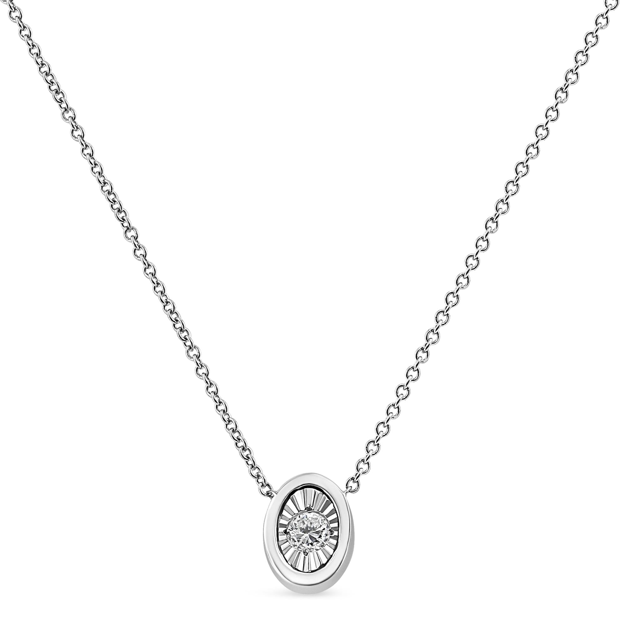 10K White Gold 1/10 Cttw Miracle Set Round-Cut Diamond 18" Pendant Necklace - Choice of Shape