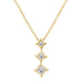 10K Gold 1/5 Cttw Princess Cut Diamond 3 Stone Drop 18" Pendant Necklace (H-I Color, SI2-I1 Clarity)