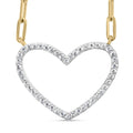 14K Yellow Gold Plated .925 Sterling Silver 1/4 Cttw Diamond Open Heart with Paperclip Chain Pendant Necklace (I-J Color, I2-I3 Clarity) - 18" Inches