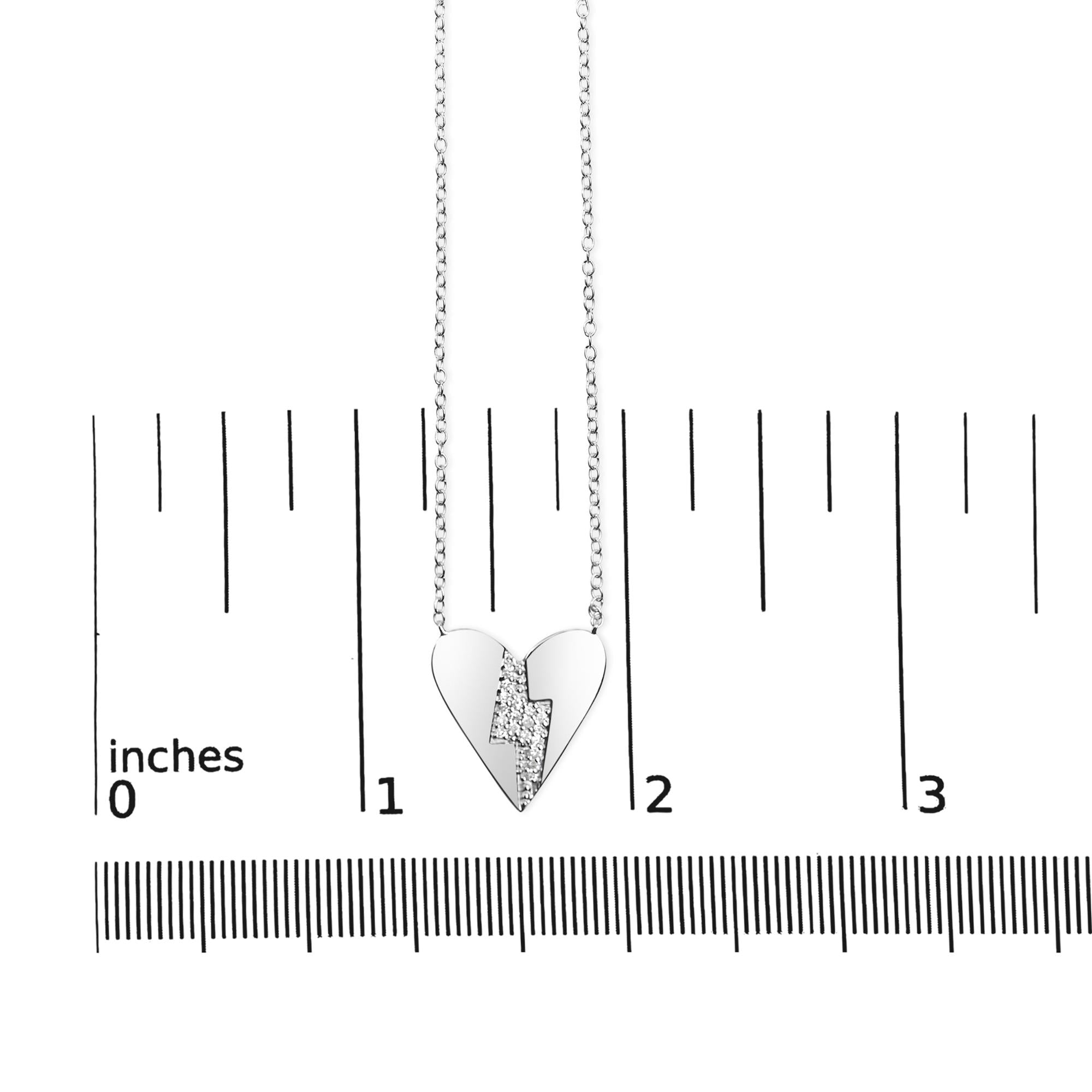 .925 Sterling Silver Diamond Broken Heart Pendant Necklace (H-I Color, I1-I2 Clarity) - 18" Inches