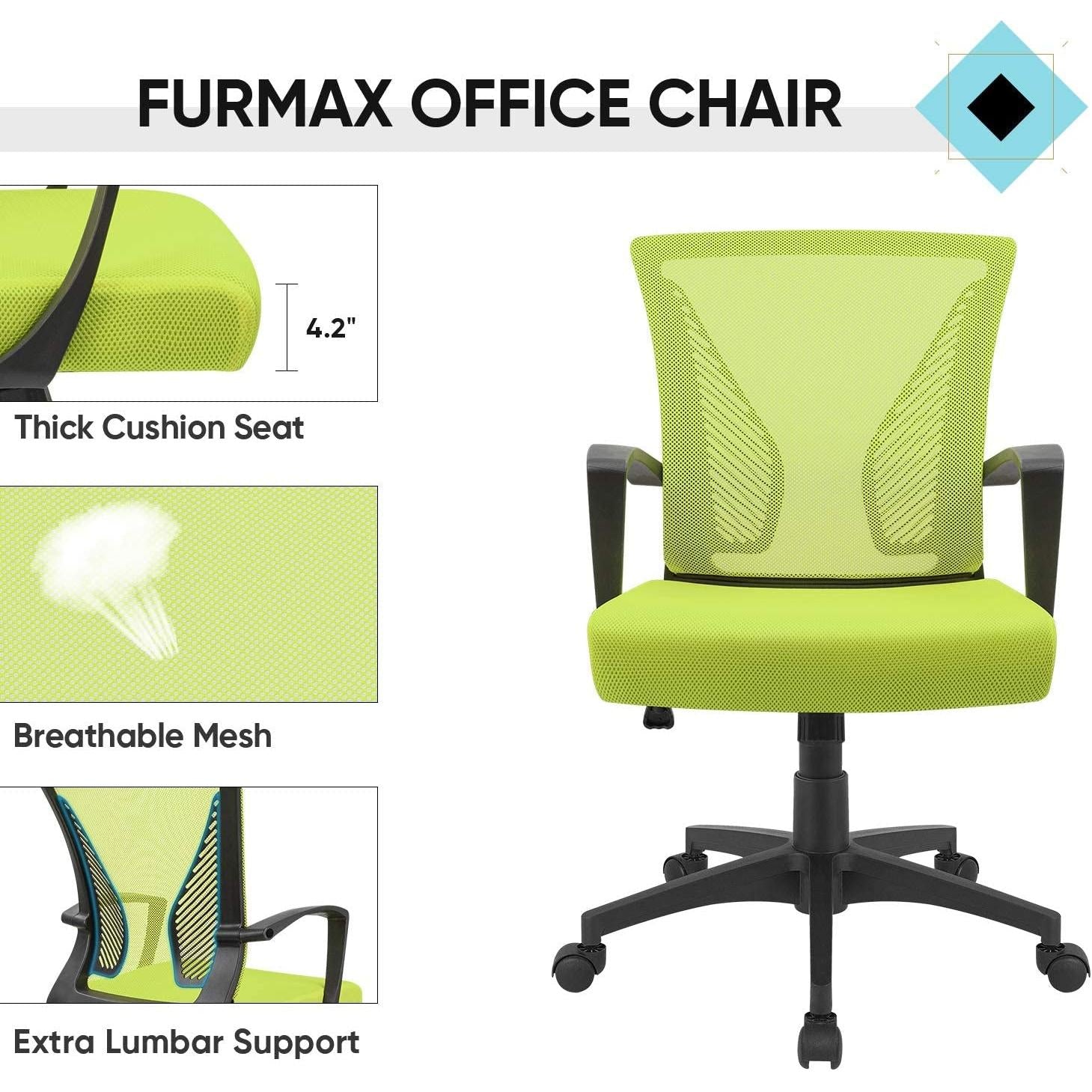 Cyan Ergonomic Office Chair Armrests And Lumbar Support-3