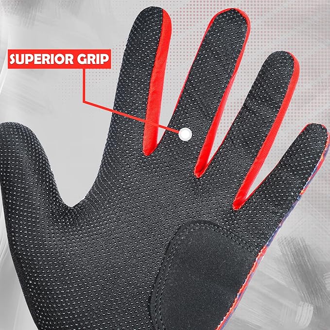 Cricket & Baseball Batting Gloves for Men & Kids | Anti-Slip Leather Palm Grip | Durable, Lightweight & Breathable Sports Gloves | Comfortable Fit for Training & Match Play (Blue)