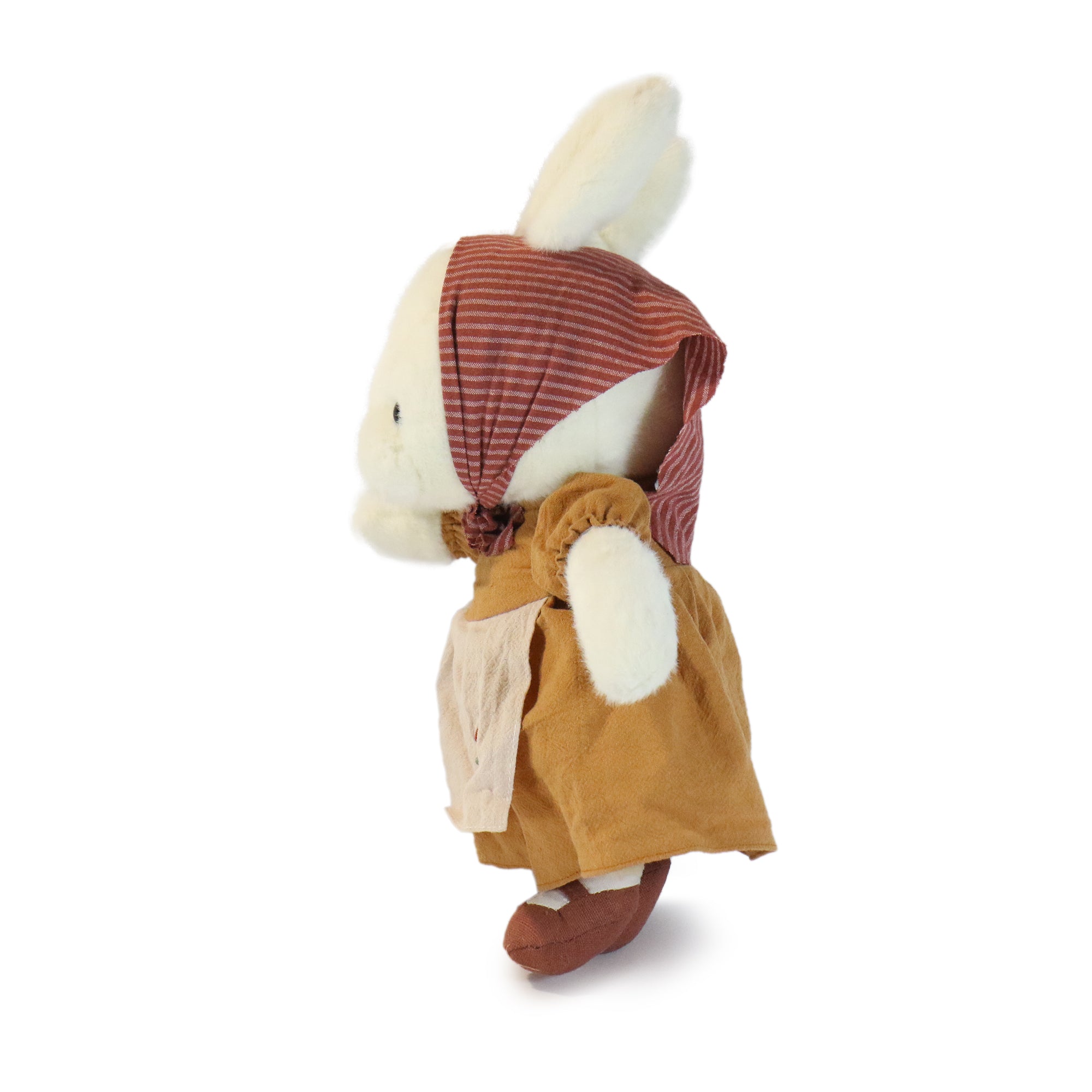 11-inch White Merry Rabbit with Brown Dress