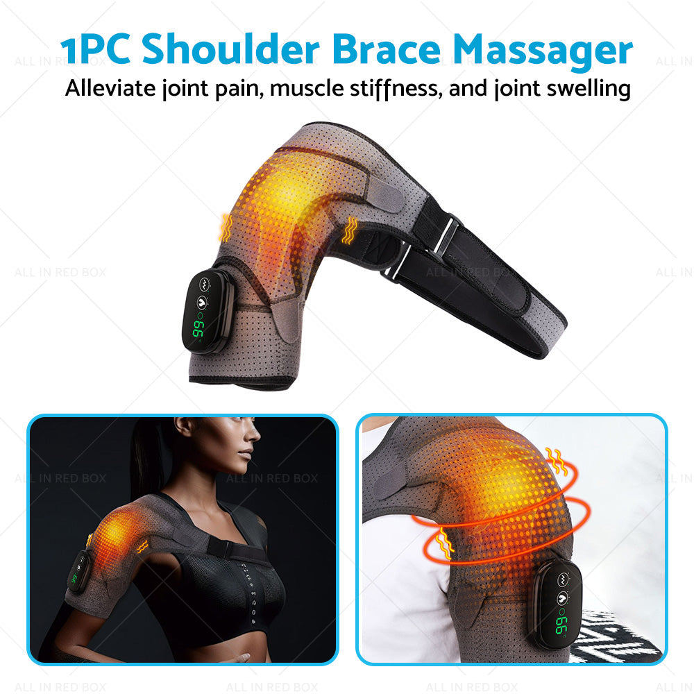 Heated Shoulder Brace Massage Rotator Cuff Support Compression Wrap Rechargeable