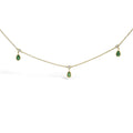 10K Yellow Gold Dangling 5x3 mm Green Emerald and Diamond Station Necklace - 18" Inches