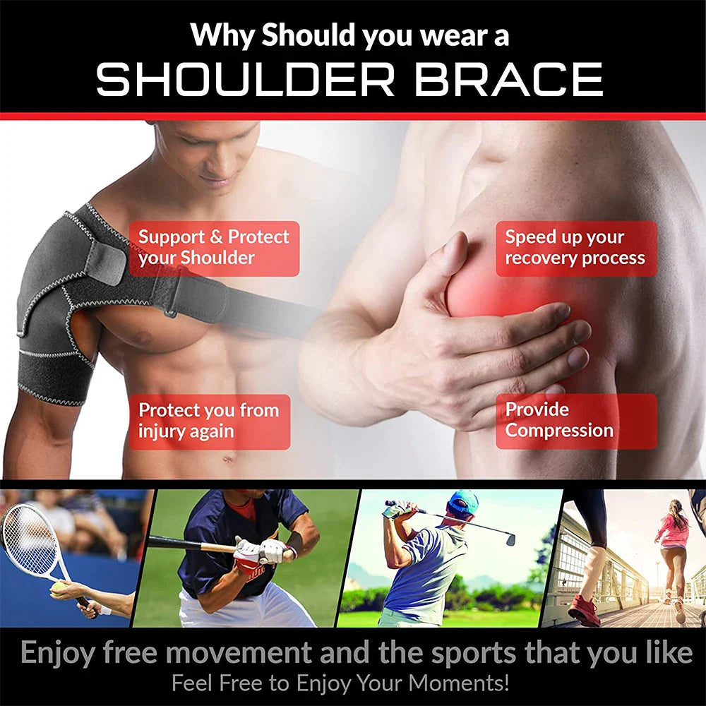 NNEOBA Adjustable Neoprene Shoulder Support Brace Compression Strap Black
