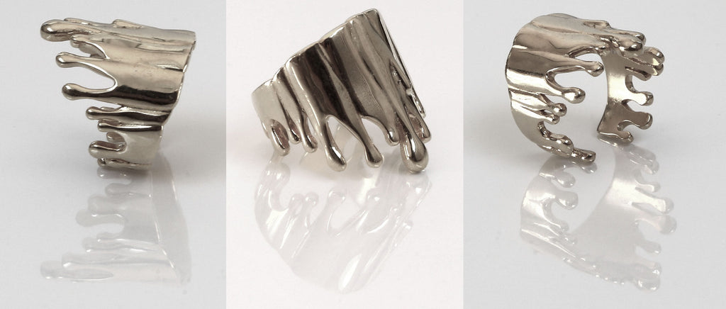 Antonio Wehrli Gravity Paint Drip Ring: Art into Jewelry-Sterling Silver