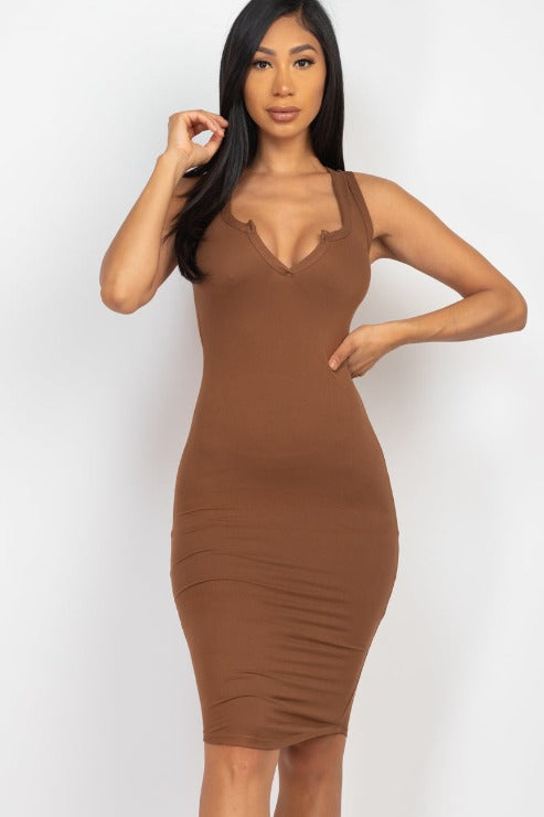 Split Neck Tank Mini Bodycon Dress (CAPELLA)