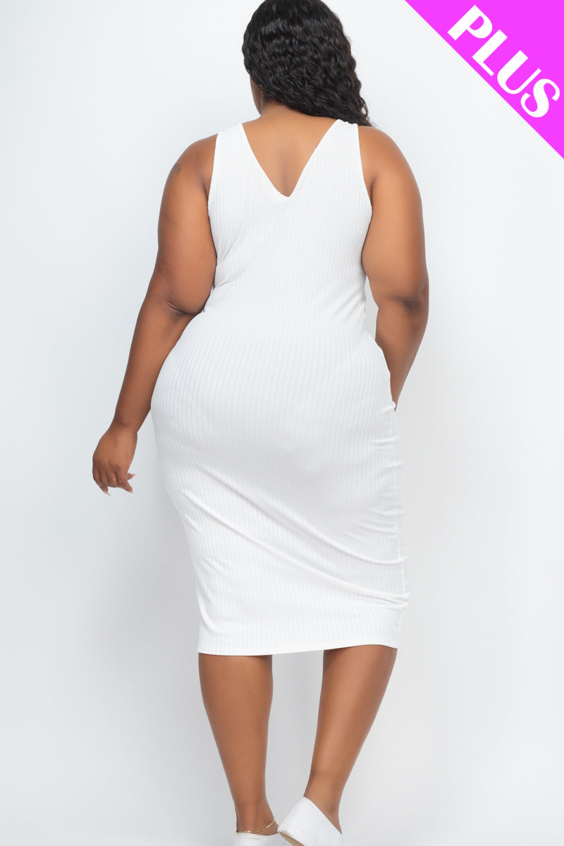 Plus Size Ribbed Sleeveless Bodycon Dress (CAPELLA)