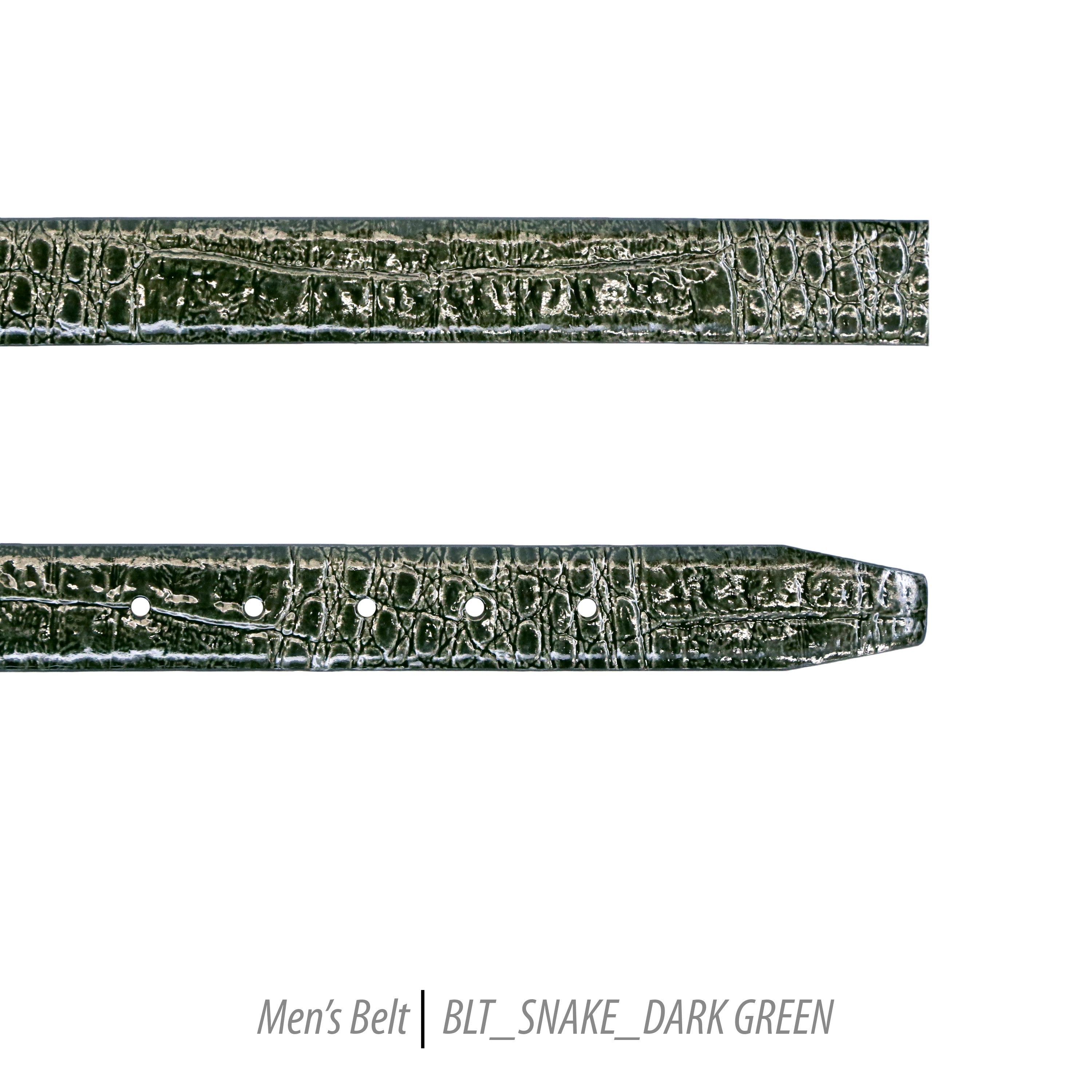 Ferrecci Mens 100% Genuine Leather Dark Green Belt w/Snake Top - One size Fits All-0